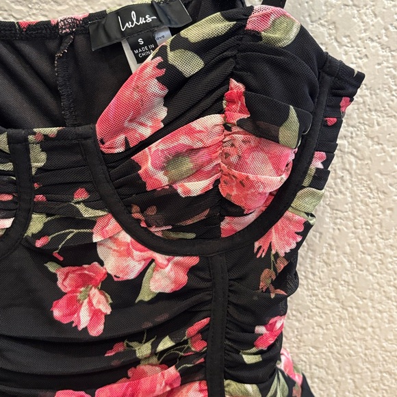 Lulu's Black and Pink Floral Bodysuit - Picture 6 of 6
